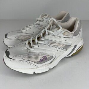 Avia DCS Athletic Running Sneakers Womens Size 8 White Gray Purple Comfort Shoes